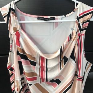 White House Black Market Print Draping Blouse